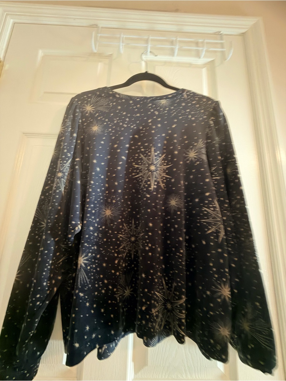 LOFT Navy Crewneck Sweater with Starburst Print
